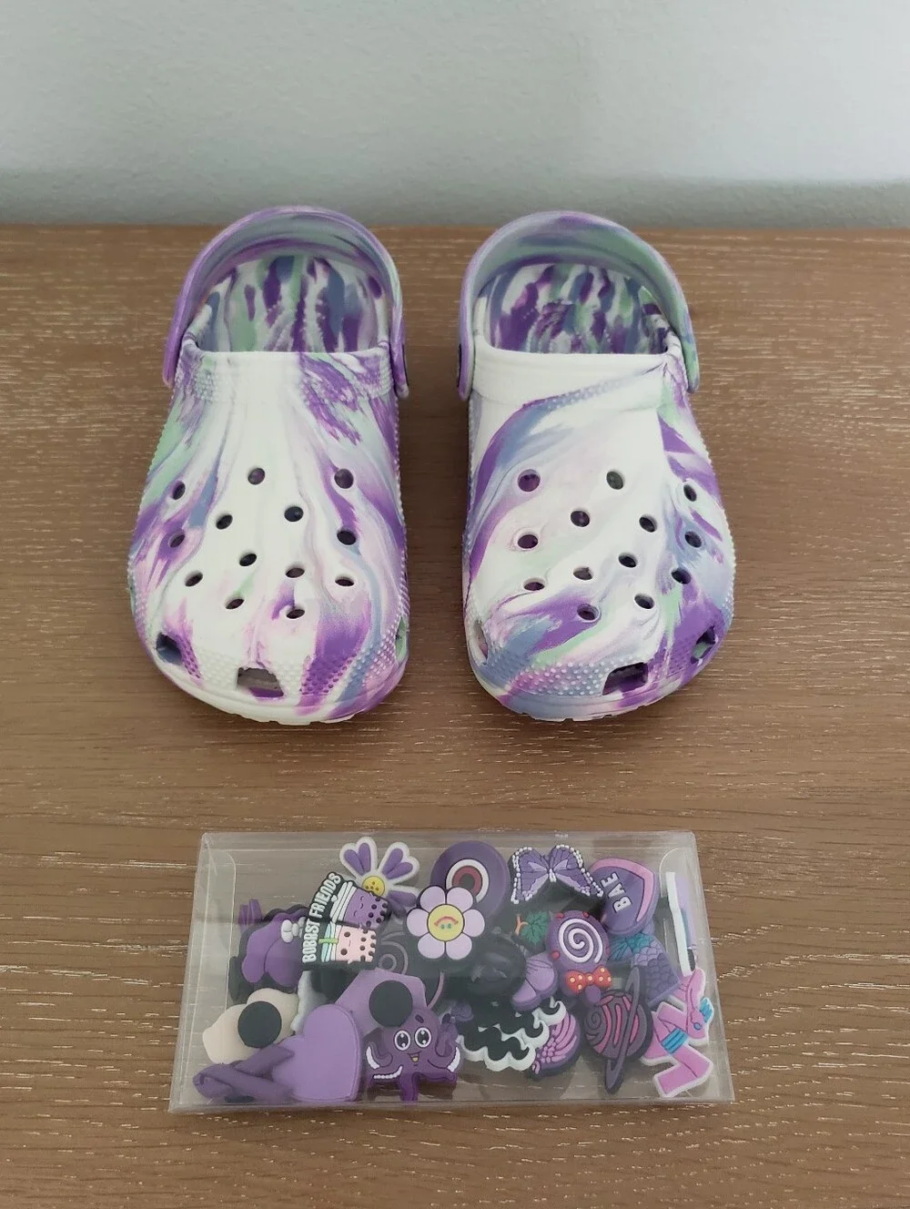 CROCS Kids Water Clog in Purple and White Tie-Dye